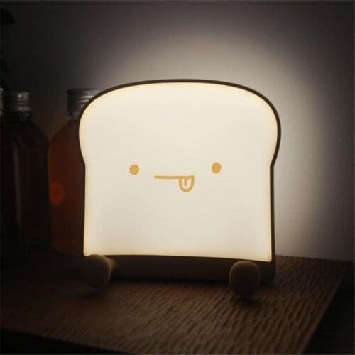 Cartoon Night Light Cute Toast Bread Led Lamp Mobile Phone Holder Bedroom Bedside Atmosphere Silicone Usb Light Birthday Gifts