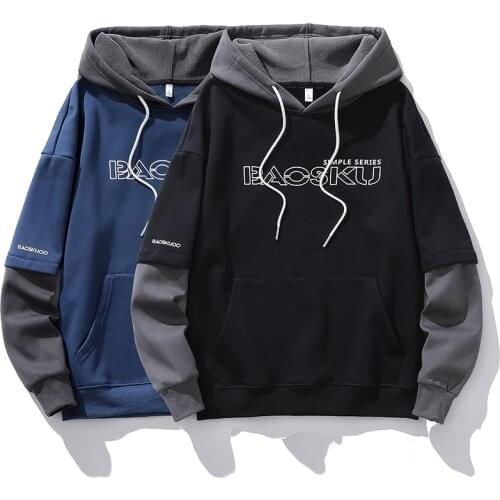 Fashion Hoodies Men Casual Hip Hop Embroidered Hooded 100% Cotton Streetwear Sweatshirts Regular Fit Plus Size