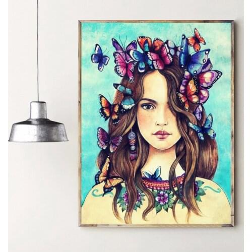5D DIY Diamond Painting Full Square Drill Colorful Butterfly girl Embroidery Cross Stitch Kit Art Needlework of Beads Home Decor