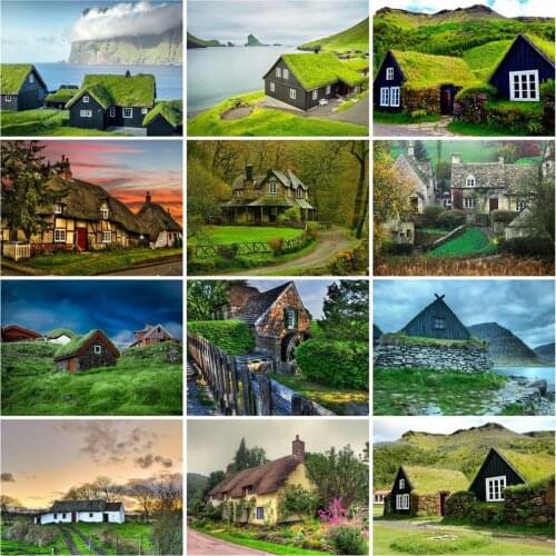 HUACAN Painting By Numbers Landscape DIY Coloring By Number House Drawing On Canvas Hand Painted Paintings Art Kits Home Decor