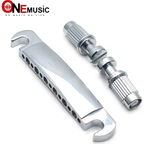 A Set 13 Hole Tune-O-Matic Tailpiece with Stud & Anchor for LP Electric Guitar (6/7/8/12 String) Chrome