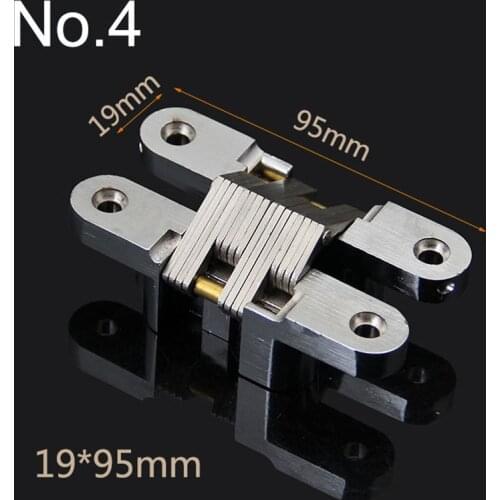 High Quality 10PCS 19x95MM Invisible Concealed Cross Door Hinge Stainless Steel Hidden Hinges Bearing 25KG For Folding Door K98