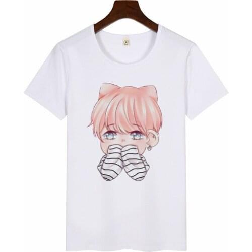 New Women T-shirt SUGA JIMIN Album Harajuku Graphic Top Female Tshirt Korean Printed Top Kawaii Cartoon Tee Clothing