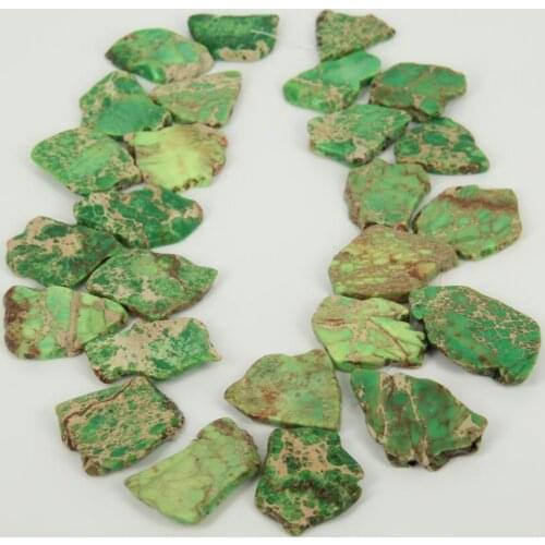 Olive Green Top Drilled Natural Sea Sediment Stone Flat Beads Pendants Strand,Completion Raw Emperor Stone Necklace Jewelry