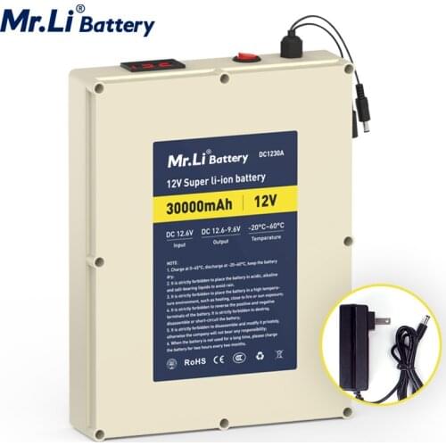 Mr.Li 12V 30Ah Large Capacity Rechargeable Lithium Battery Pack Build-in BMS For Outdoor Power Supply Aromatherapy Machine