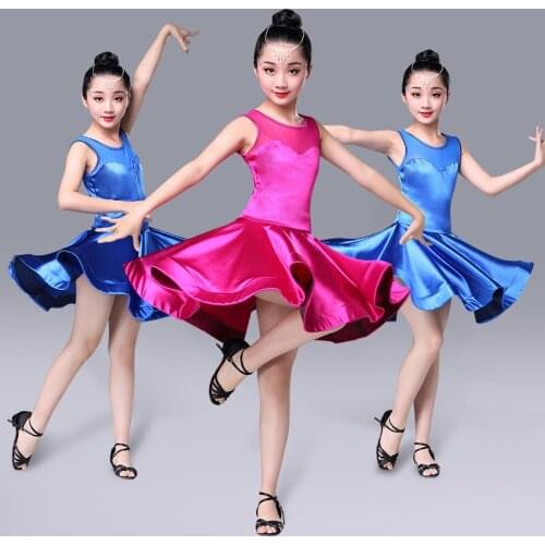 Latin Dance Dress Girls Children Ballroom Dance Costumes Slim Salsa Tango Rumba Cha Cha Dancewear Competition Performance Dress
