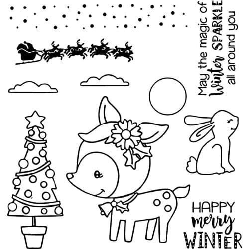 Christams Deer Transparent Clear Stamps DIY Scrapbooking Album Card Making DIY Decoration Making Embossing Stencil 10*10cm