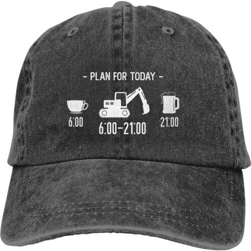Adjustable Solid Color Baseball Cap Excavator Operator Washed Cotton Plan For Today Funny Daily Sports Woman Hat