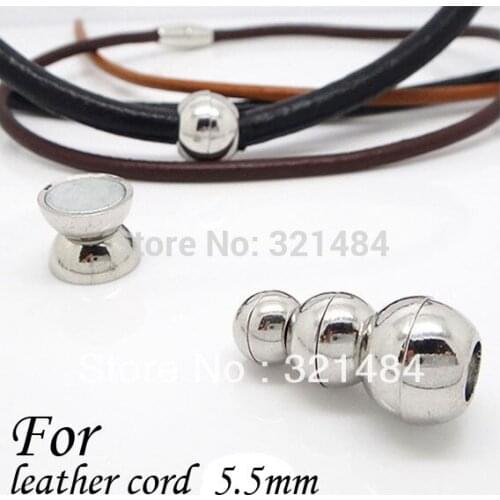 Rhodium Plated 100piece/lot End Caps For Leather Cord 5.5mm Round Jewelry Magnetic Clasps 12mm