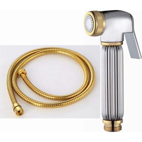 Luxury Golden Hand Held Bidet Shattaf Kit Sprayer Brass Douche Set Shower Head Women Washing Tap BD885