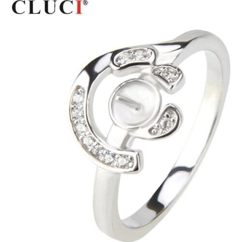 CLUCI Silver 925 Brand Pearl Ring Mounting for Women Zircon Jewelry 925 Sterling Silver Women Rings Jewelry