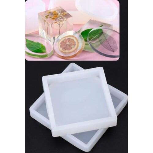 Silicone Mold Square Polymer Clay Base Board Mirror DIY Jewelry Epoxy Resin Craft Making Handmade Molds Geometric Tools G32D