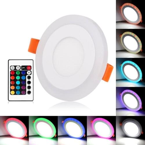 New arrived LED Downlight Round 6W-24W 3 Model LED Lamp Double Color Panel Light RGB white Ceiling Recessed with Remote Control
