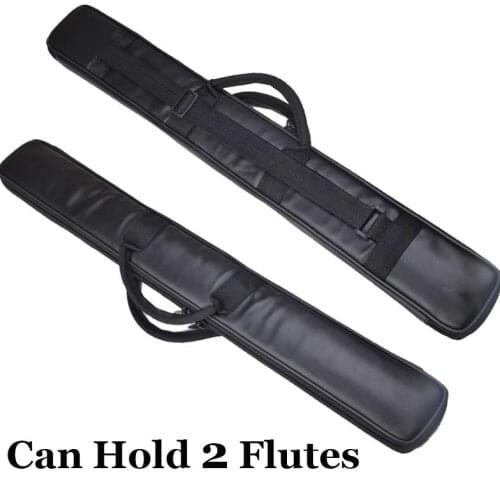 Chinese Flute Dizi Bag Traditional Musical Instrument Case Imitation Leather Black Pouch Flauta Accessories Can Hold 2 Flutes