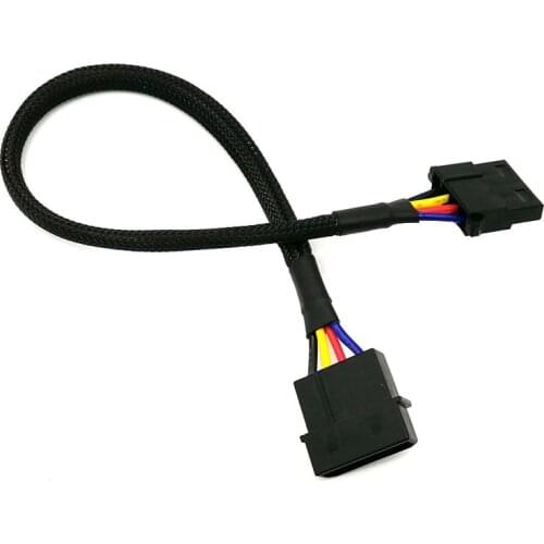 Angitu Black Wholesleeved 4Pin Molex Male to Female Power Supply Extension Cable