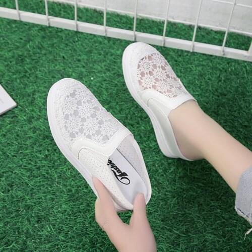 Comfortable Women Loafers Shoes Lace Slip On Walking Shoes White Sneakers Casual Shoes Ballet Flats Platform Shoes kkidr