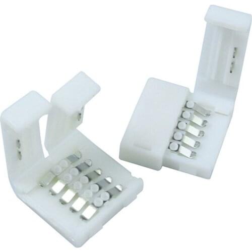 5PCS L Shape 12mm 5PIN No soldering Quick Splitter Right Angle Corner Connector 2 Conductor for 5050 RGBW/RGBWW Color LED Strip