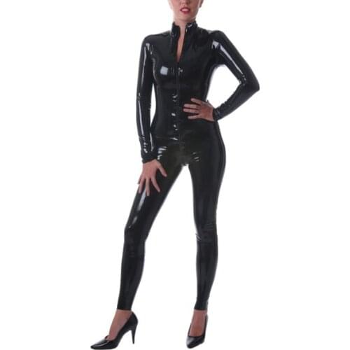 Instock 0.4MM Thickness Latex Rubber Bodysuit 100% Nature Latex Handmade Bodysuit Front Zip Suit Black &Transparent