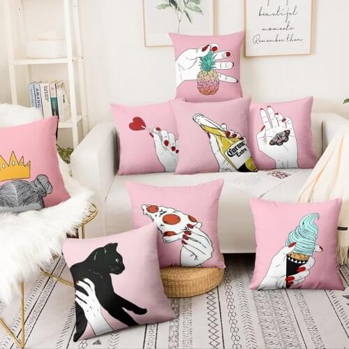 Pink Art Women Hands Printed Cushion Decorative Pillow My Fair Lady Home Decor Sofa Throw Pillow Almofadas Decorativas Para Sofa