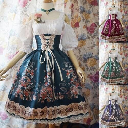S-5XL Off Shoulder Lolita Princess Lace Dress Womens Waist Cinchered Pin Up Costume Goth Lace-Up Clothing For Ladies Plus Size