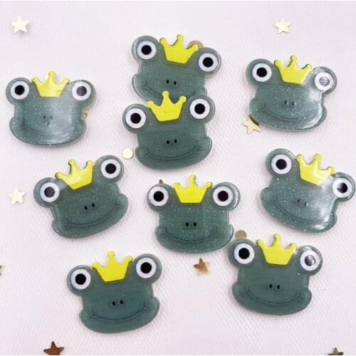 20PCS Glitter Kawaii Colorful Cute Frog Flatback Acrylic Sheet Miniature Pattern Applique DIY Decor Ornaments Craft SF969