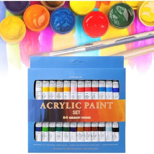 24 Colors Acrylic Paints Set 12ml Tubes Drawing Painting Pigment Hand-painted Wall Paint for artist DIY