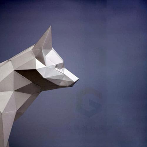 3D Paper Model Arctic Fox Floor Decoration Handmade Paper Art Model Living Room Entrance Decoration Children Educational Toys