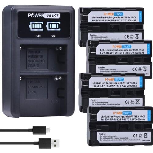 4Pcs NP-F550 NP F550 NPF570 Camera Battery +LED USB Dual Charger For Sony CCD-TRV81 CCD-RV100 RV200 CCD-SC5 CCD-SC9 CCDTR1 TR215