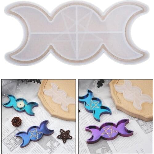 Resin Sun Moon Shape Plate Mold Silicone Mould for DIY Tealight Candle Holder