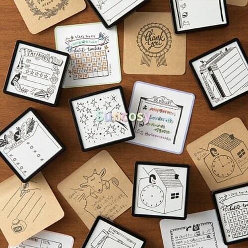 Midori oil-based ink Stamps Collection, Color Filling Immersion Cartoon Cute Seal Hand Account Diary DIY Decorative Pattern