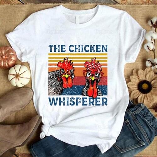 Vintage Style The Chicken Whisperer T Shirt Cock Lover Farmer Gift Cotton Top Tees