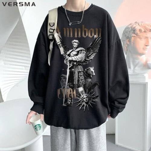 VERSMA Korean Vintage Gothic Printed Hoodies Sweatshirts Men Women American Hip Hop Oversize Unisex Hoodie Male 5XL Dropshipping