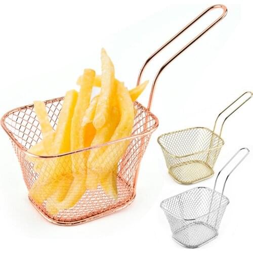 French Fries Basket Portable Stainless Steel Chips Mini Frying Basket Strainer Fryer Kitchen Cooking Chef Basket Colander Tools