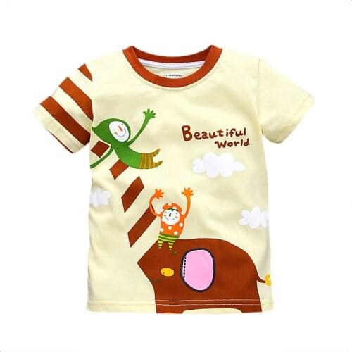 Little Maven New Summer Brand Children Fashion Elephant Naughty Monkey O-neck Short Quality Cotton Knitted Boys Casual Tshirt