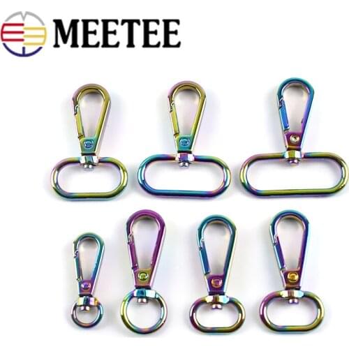 Meetee 5/10pcs 8-32mm Colorful Key Chain Hooks Metal Lobster Clasp Buckle Bag Strap Connection Buckles DIY Luggage Accessories
