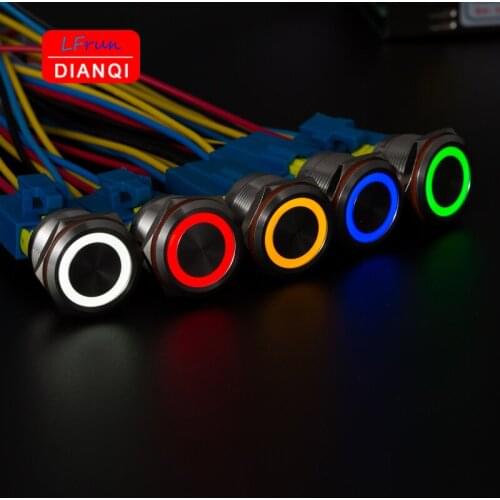 1Pcs 22mm 5Pins Metal Push Button Switch Waterproof Push Button Led Self locking Momentary Push Switch For Computer Car