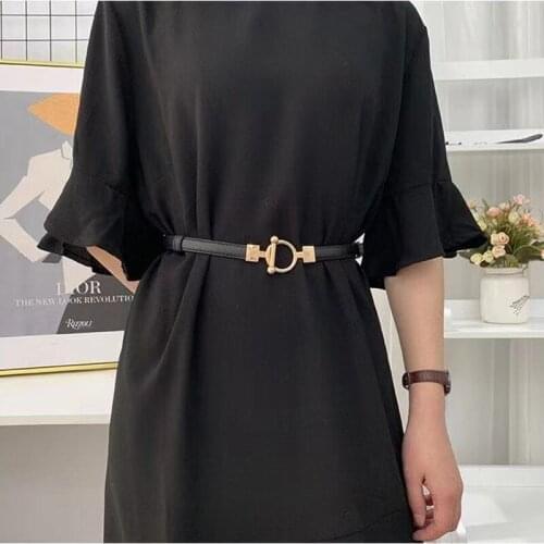 Fashion Ladies Simple Thin Metal Buckle Adjustable Cummerbunds Designer All-Match Dress Coat Decoration Waistband
