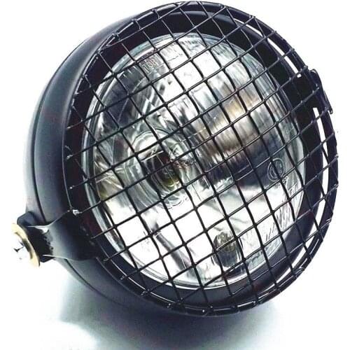 Motorcycle Grill Retro Vintage Side Mount Headlight Lamp W/Grill Cover For Harley Honda Yamaha Kawasaki Chopper Touring