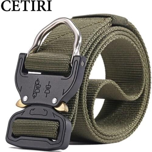 CETIRI 3.8cm Nylon Tactical Belt Military Style Webbing Riggers Web Belt with Heavy-Duty Quick-Release Metal Buckle