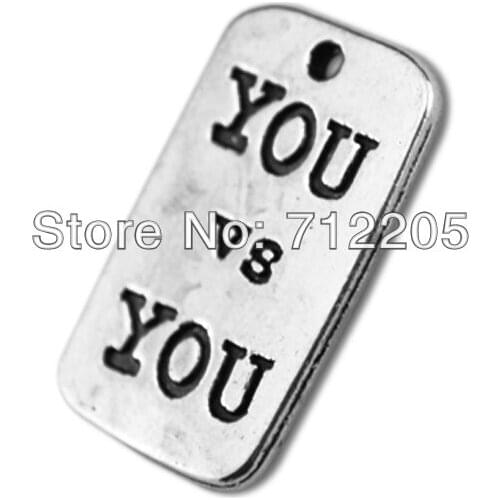 Latest design fashion Antique silver plated 50pcs 1 lot Vintage Rectanglet YOU and YOU charms(H106844)