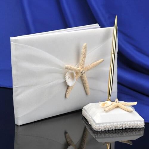 Wholesale Two Wedding Set Sea Star Guestbook Pen Set for Beach Wedding Supplies Decorations