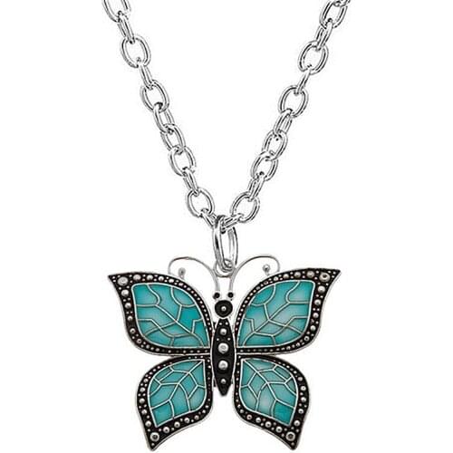 Enamel Color Finish Zinc Alloy Metal Anti-silver Plating Insect Animal Butterfly Charm Chain Necklace Hope Jewelry