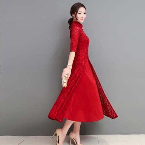 Spring Summer Elegant Retro Chinese Traditional Dress Silk Cotton Cheongsam female lady wedding Chinese Oriental vietnam ao dai