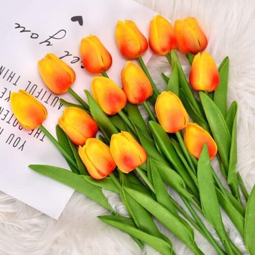 Pu tulip simulation flowers fake flowers wedding party home decoration flowers cross-border foreign trade flowers