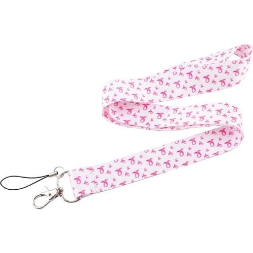 CB567 Breast Cancer Awareness Pink Ribbon Neck Straps Lanyards for keys ID Card Passport Gym Phone USB Badge Holder DIY Lanyards