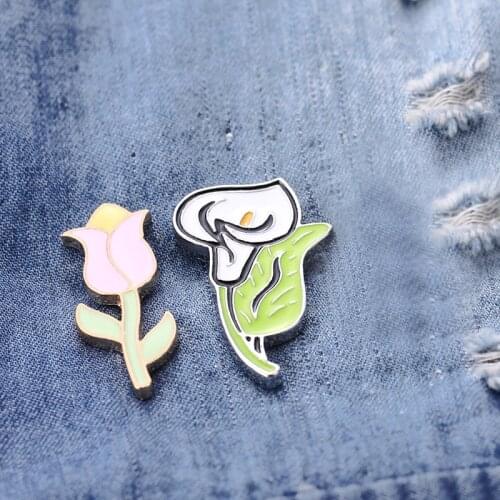 Pink Tulipa pins brooches flower of Beauty love happiness enamel LilyoftheNile Callalily pin Tulip lapel pin badge button brooch