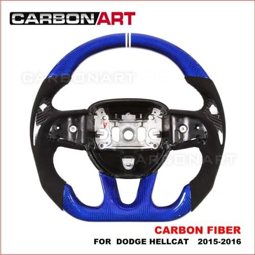 Real Carbon Fiber Flat Bottom Steering wheel for dodge hellcat 2015-2016 Racing Style Steering wheel for Dodge hellcat