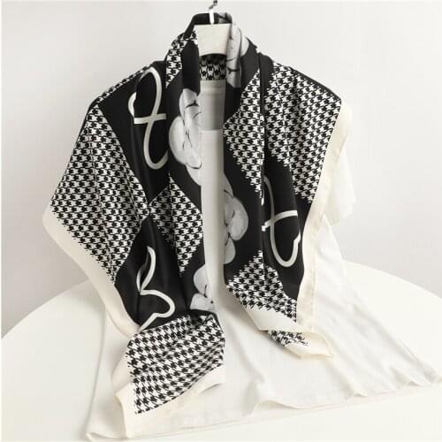 Twill Square Scarf For Women Hijab Neckerchief Female Headband Headscarf Print Shawl Foulard Ladies Hair Wrap Bandana 2021 New