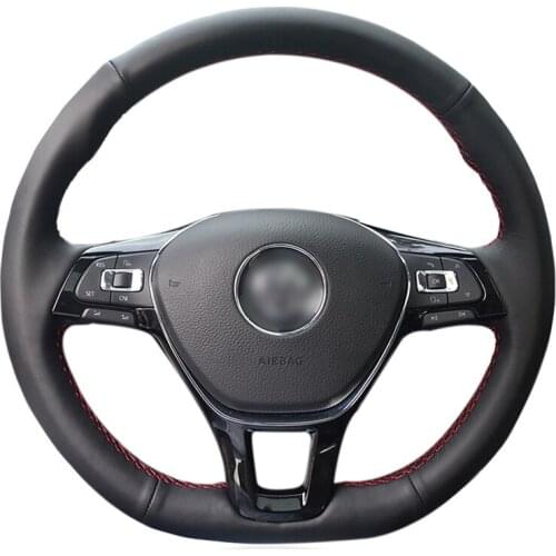 Hand-stitched Black Artificial Leather Car Steering Wheel Cover for Volkswagen VW Golf 7 Mk7 New Polo Jetta Passat B8 Tiguan