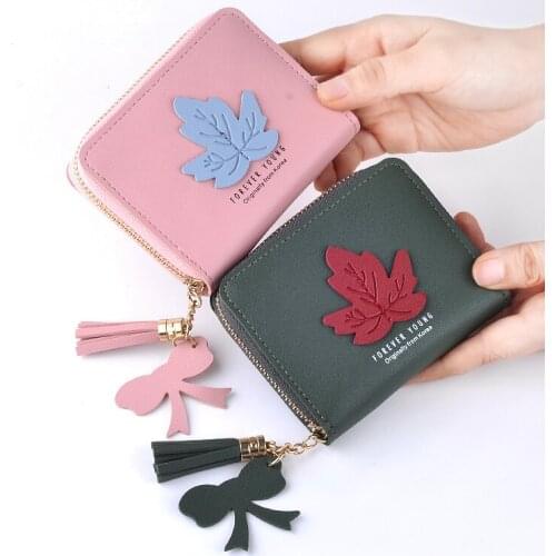 Lady Wallets Leaves Design Giels Wallet Coin Purse Women Purses PU Leather Moneybag Cards ID Holder Billfold Dropshipping